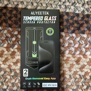 2 Pack Tempered Glass Screen Protector for iPhone 16/15 - Black